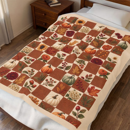 Autumn Harvest Patchwork Plush Throw