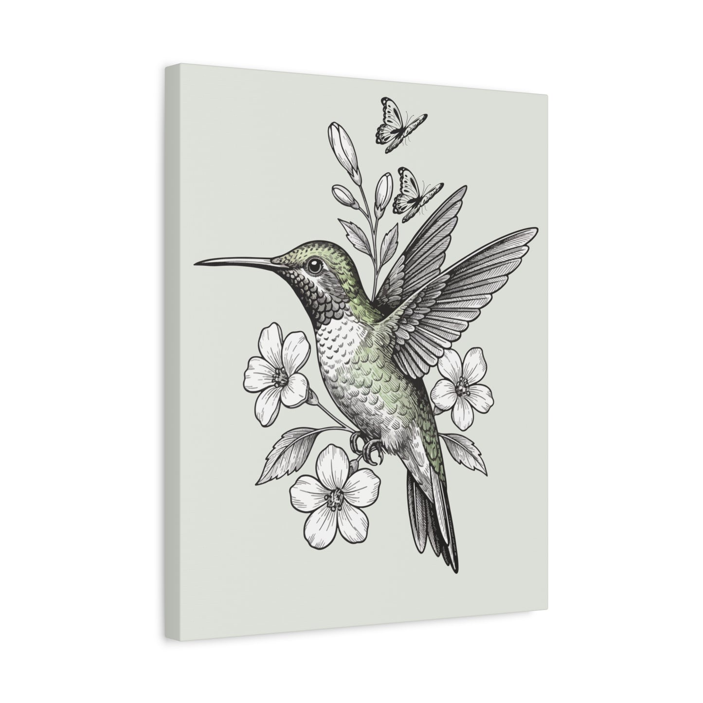 Hummingbird Botanical Canvas Wall Art