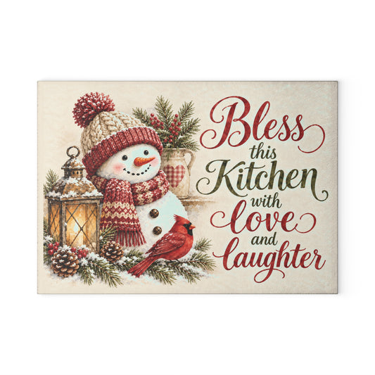 Snowman Blessing Glass Cutting Board