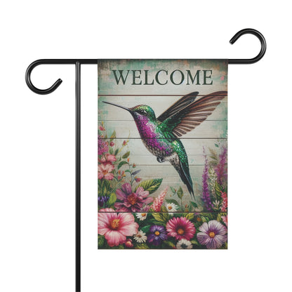 Cottage Garden Hummingbird Welcome Garden Flag