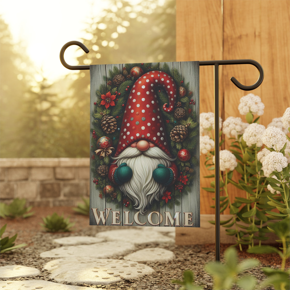 Christmas Gnome Welcome Garden Flag