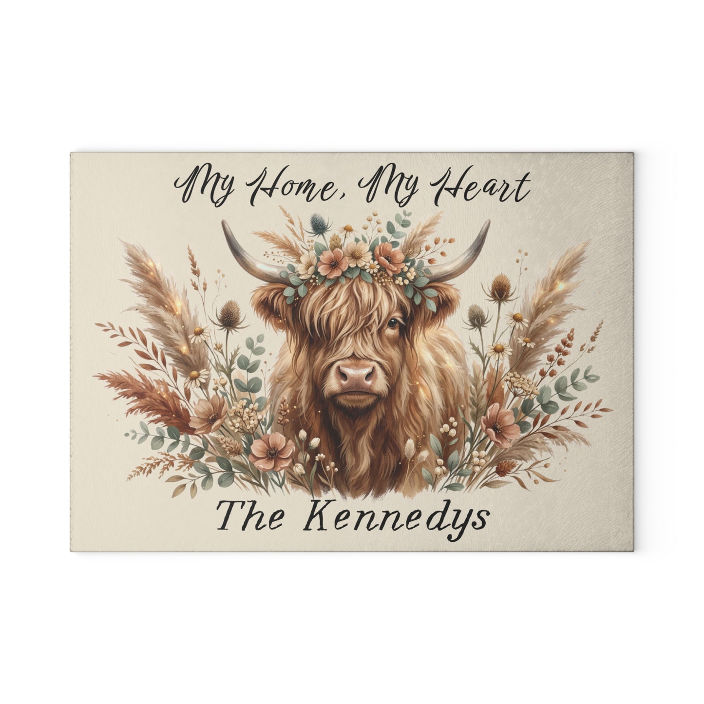 My Home, My Heart Personalized Glass Cutting Board