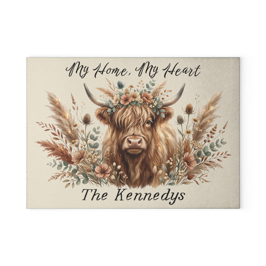 My Home, My Heart Personalized Glass Cutting Board