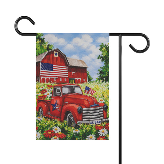 Red Truck & Barn Americana Garden Flag