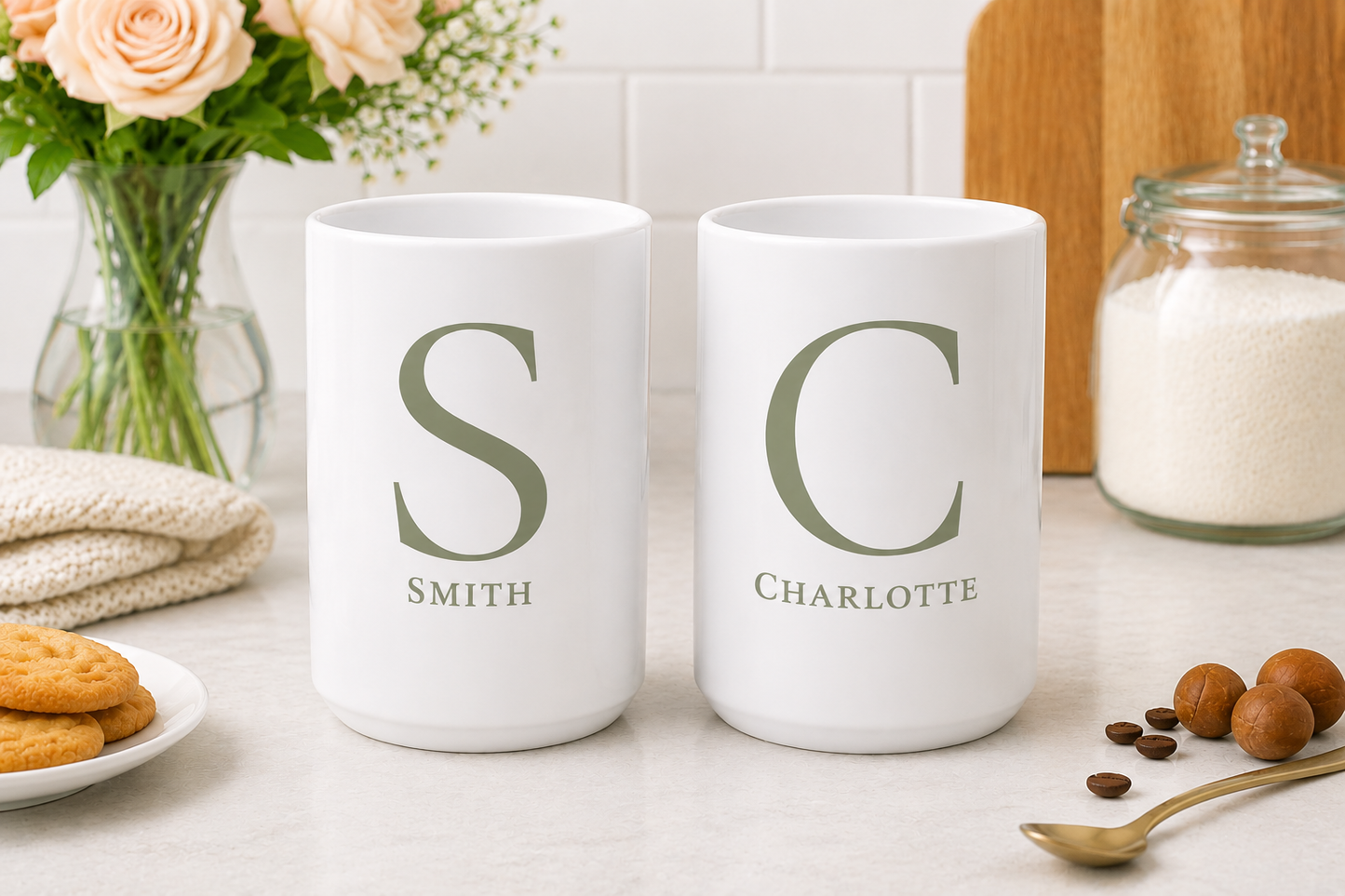 Signature Initial Mug in Sage