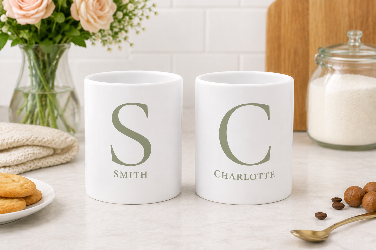 Signature Initial Mug in Sage