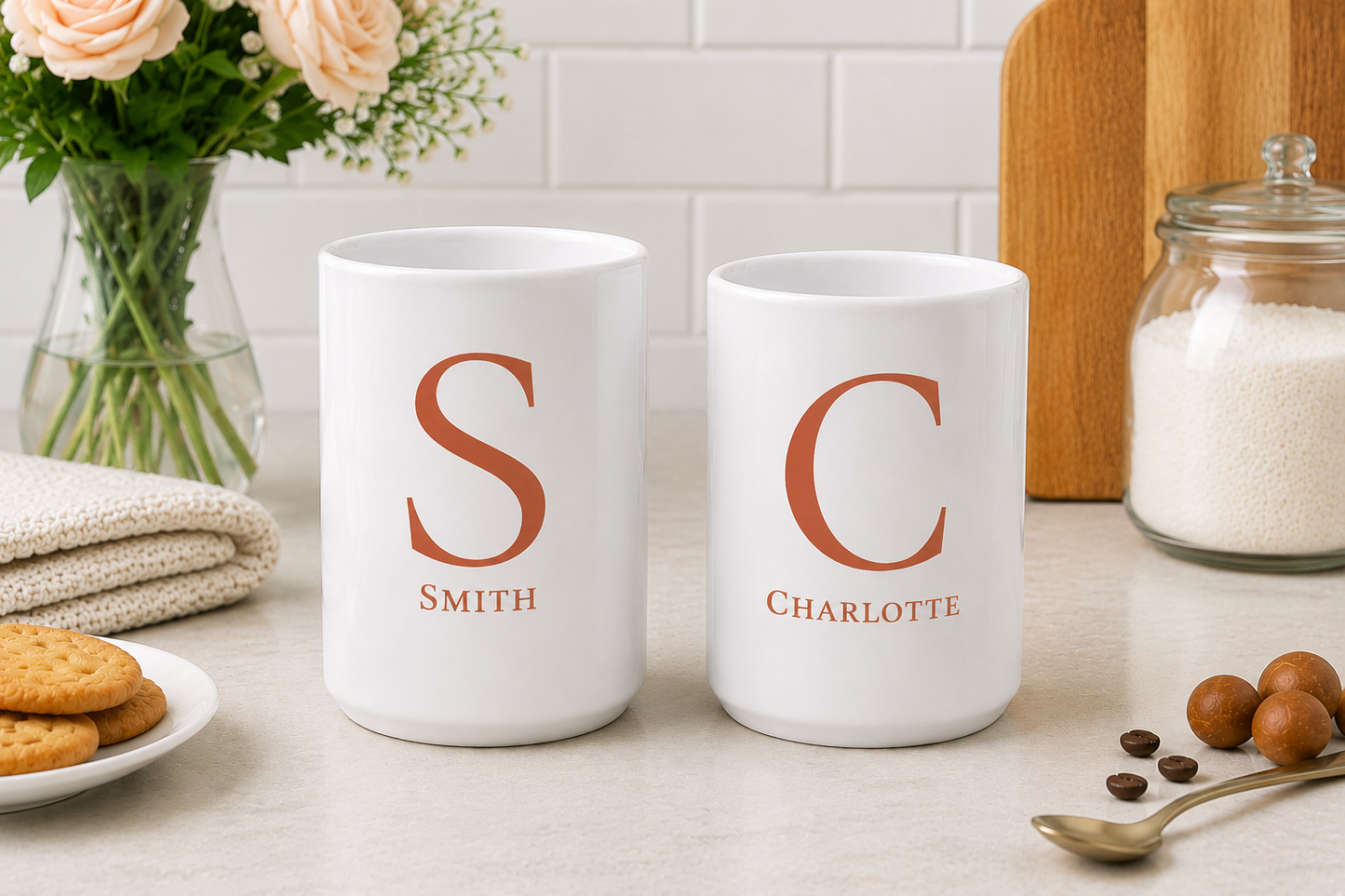 Signature Initial Mug in Terracotta