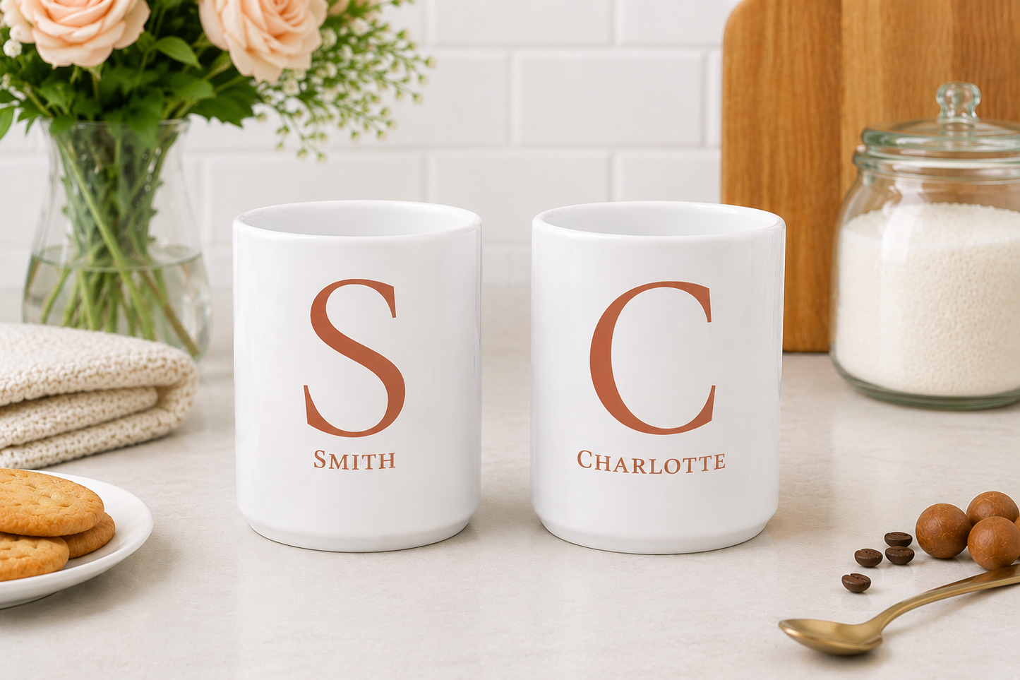 Signature Initial Mug in Terracotta