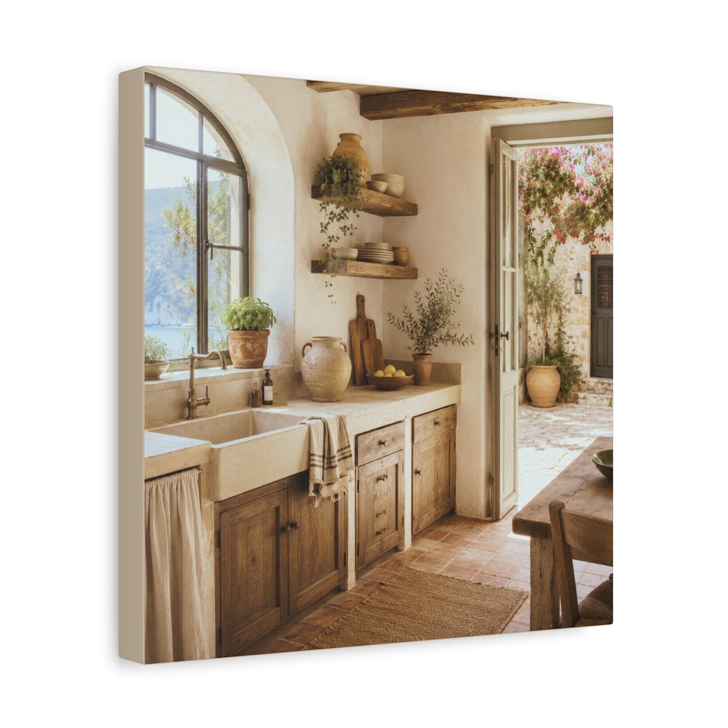 Sunlit Mediterranean Kitchen Canvas Wall Art