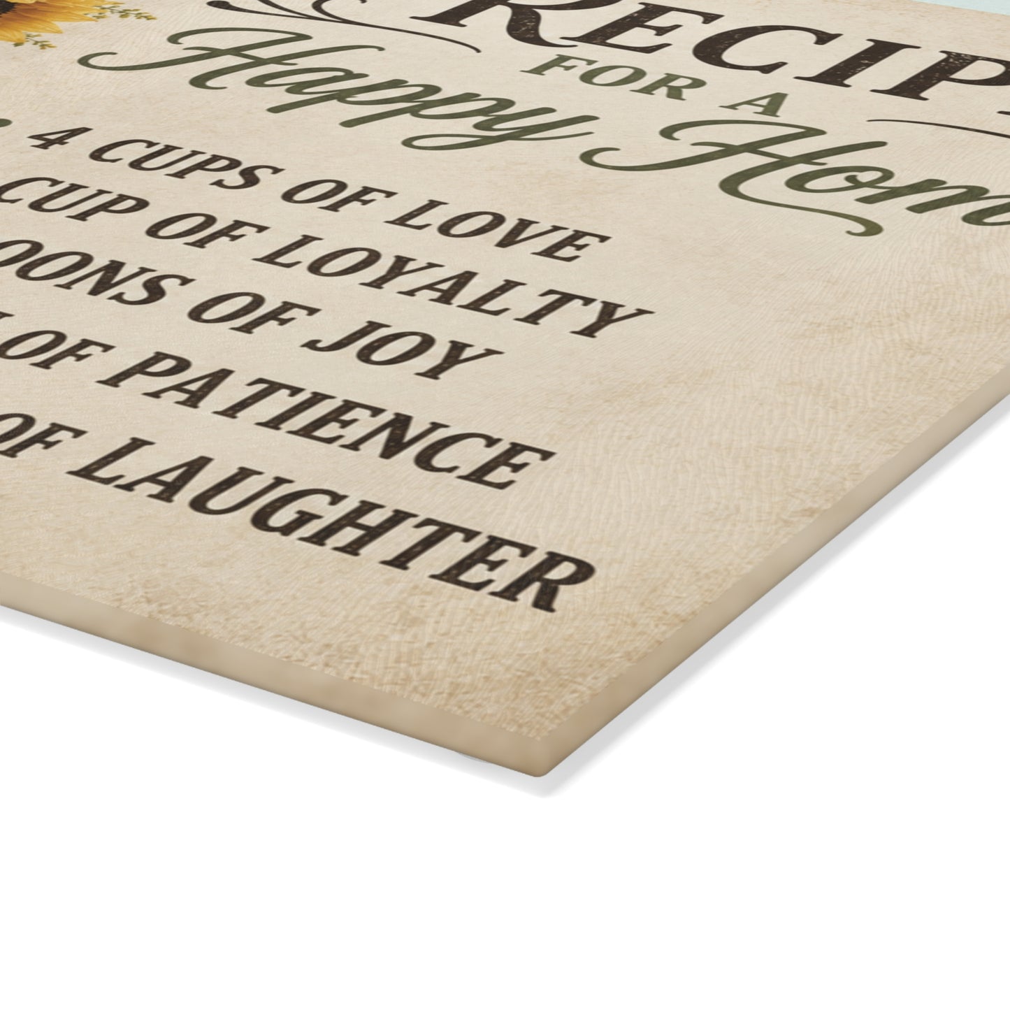 Recipe for a Happy Home Glass Cutting Board