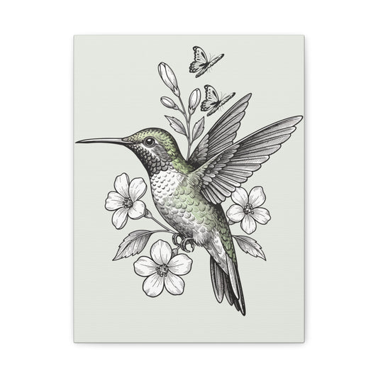 Hummingbird Botanical Canvas Wall Art