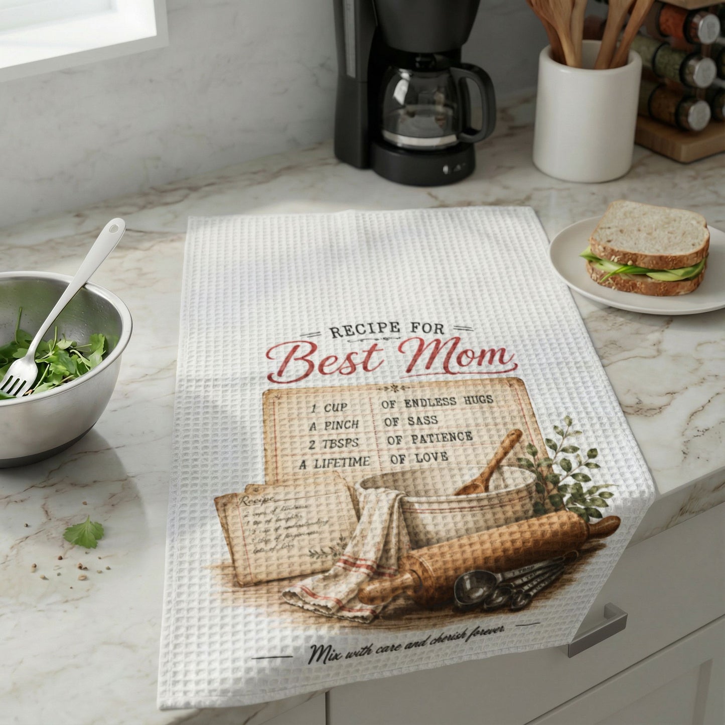Recipe for Best Mom Waffle Weave Kitchen Towel