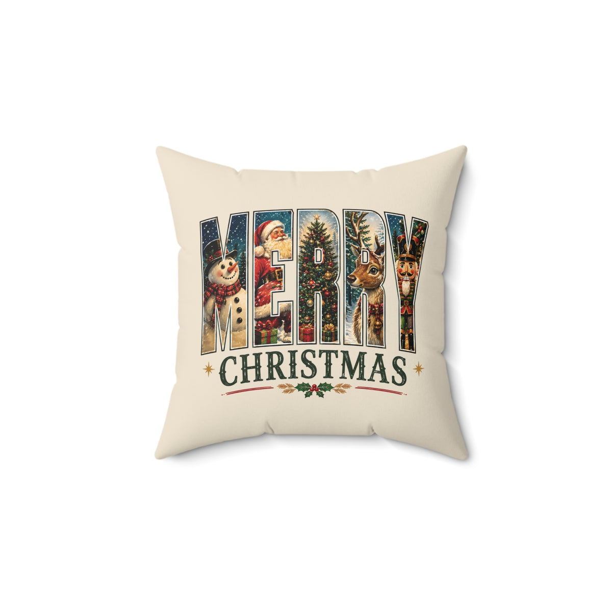 Vintage Merry Christmas Accent Pillow