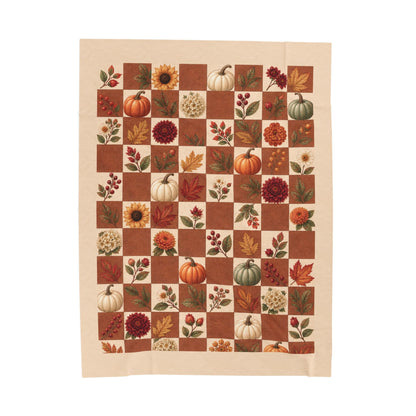 Autumn Harvest Patchwork Plush Throw