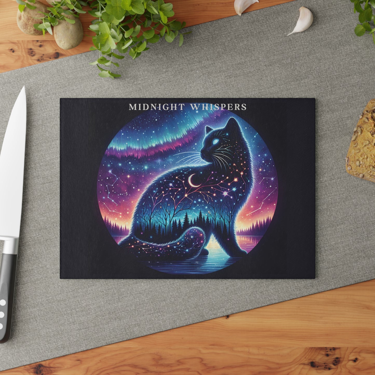 Midnight Whispers Glass Cutting Board