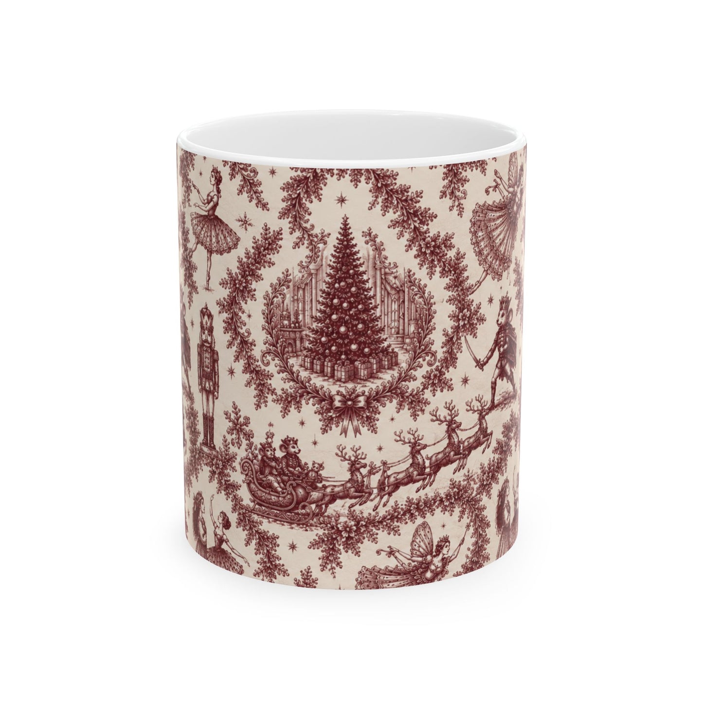 Cranberry Nutcracker Toile Mug