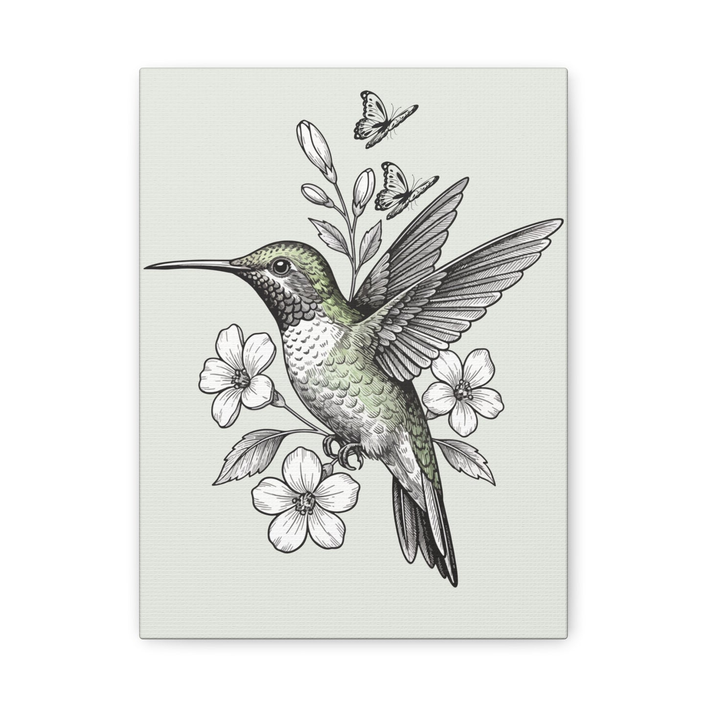 Hummingbird Botanical Canvas Wall Art