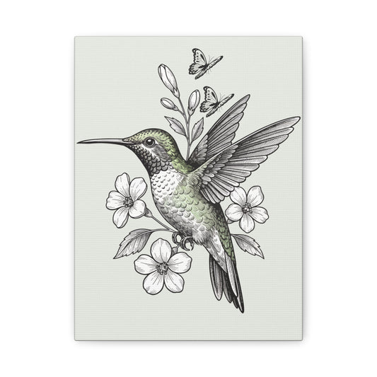 Hummingbird Botanical Canvas Wall Art