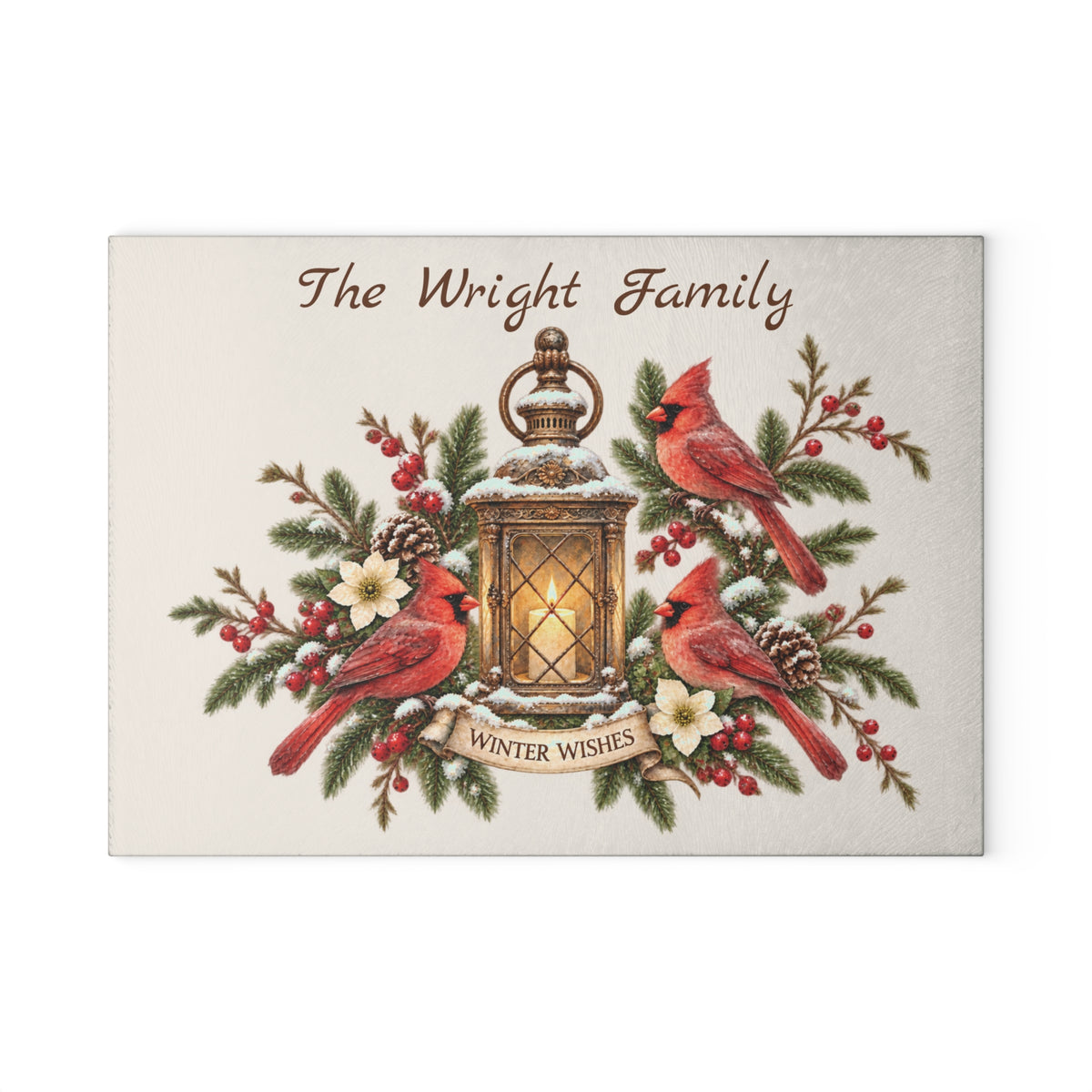 Winter Wishes Glass Cutting Board