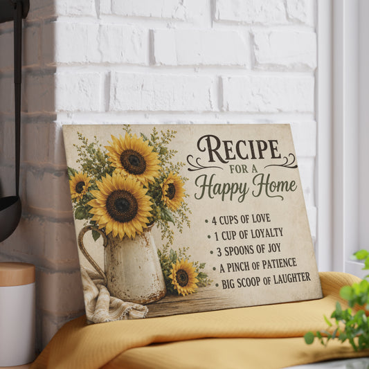 Recipe for a Happy Home Glass Cutting Board