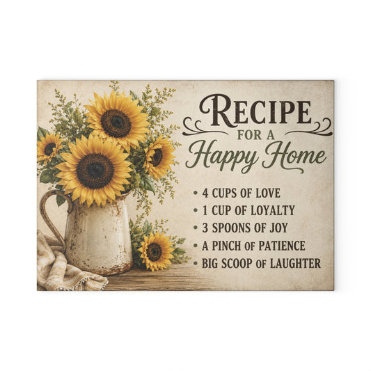 Recipe for a Happy Home Glass Cutting Board