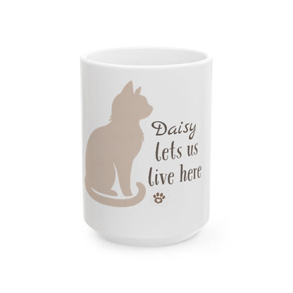 [Pet Name] Lets Us Live Here Cat Mug