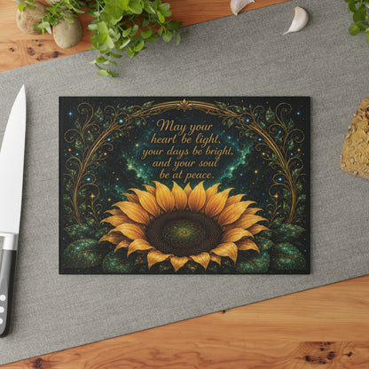 Sunflower Blessing Glass Cutting Board