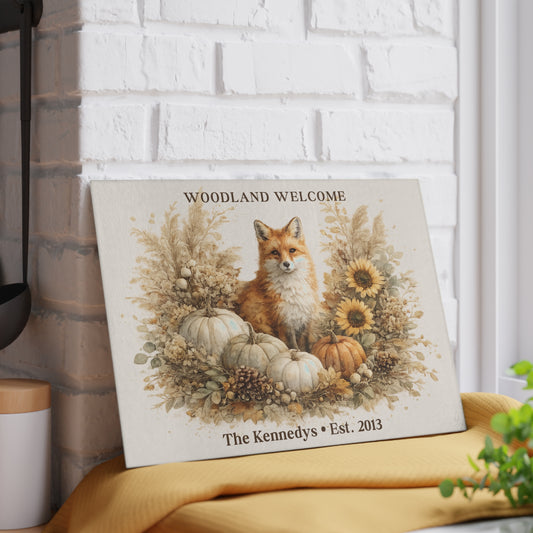 Woodland Welcome Personalized Glass Cutting Board