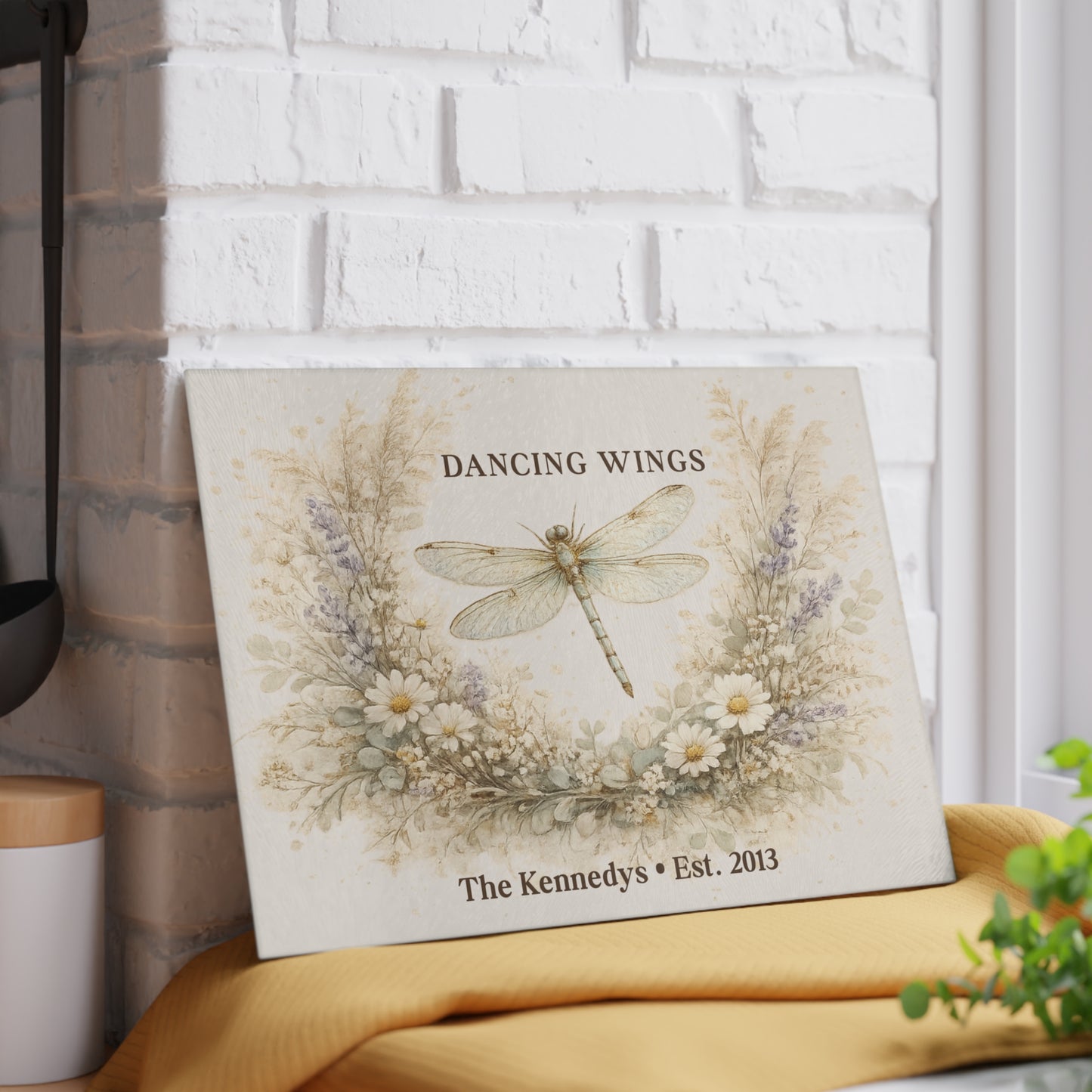 Dancing Wings Personalized Glass Cutting Board
