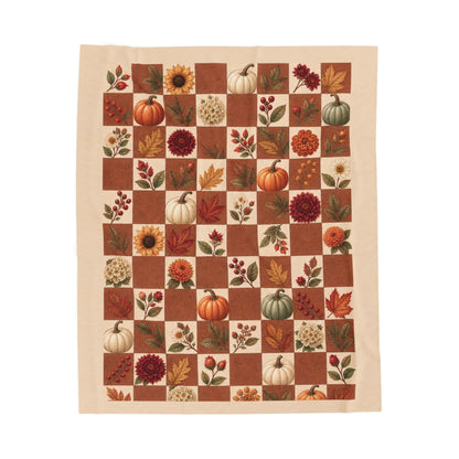 Autumn Harvest Patchwork Plush Throw