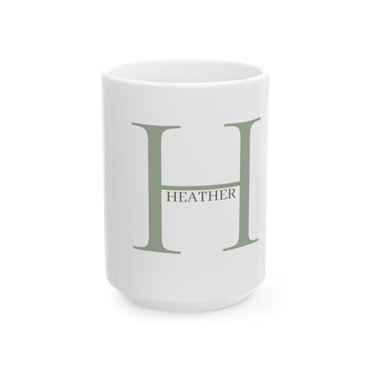 Modern Layered Initial Mug in Sage