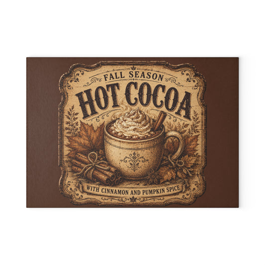 Old Mill Mercantile Vintage Hot Cocoa Glass Cutting Board