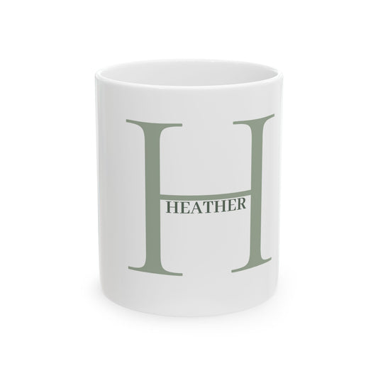 Modern Layered Initial Mug in Sage
