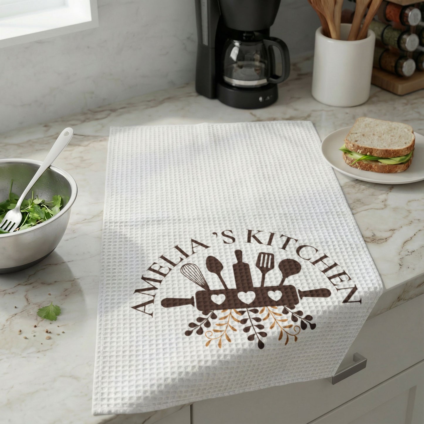 Personalized Kitchen Waffle Weave Towel