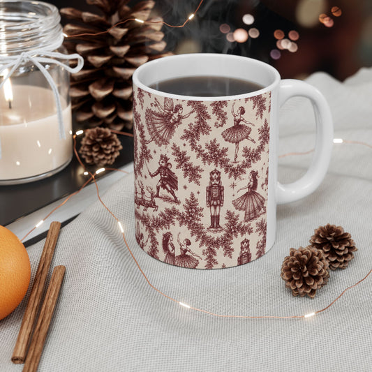 Cranberry Nutcracker Toile Mug