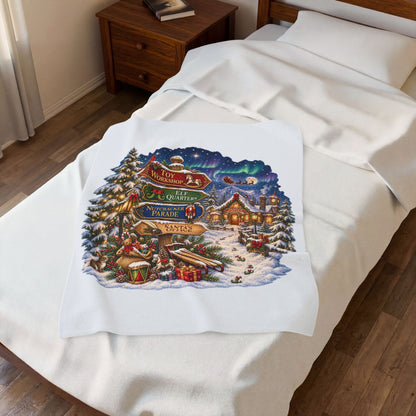 Christmas at Santa's Workshop Plush Throw