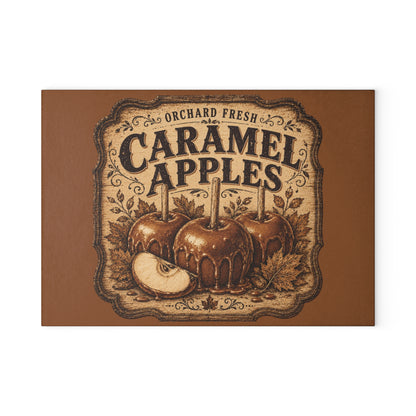 Old Mill Mercantile Caramel Apples Glass Cutting Board