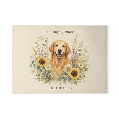Our Happy Place Personalized Glass Cutting Board