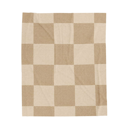 Cream + Camel Checkerboard Plush Throw