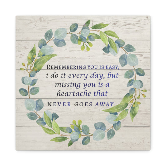 Remembering You Is Easy Memorial Canvas