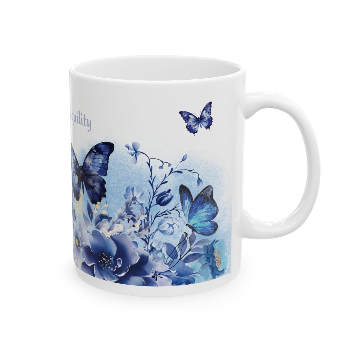 Morning Tranquility Blue Butterfly Garden Mug