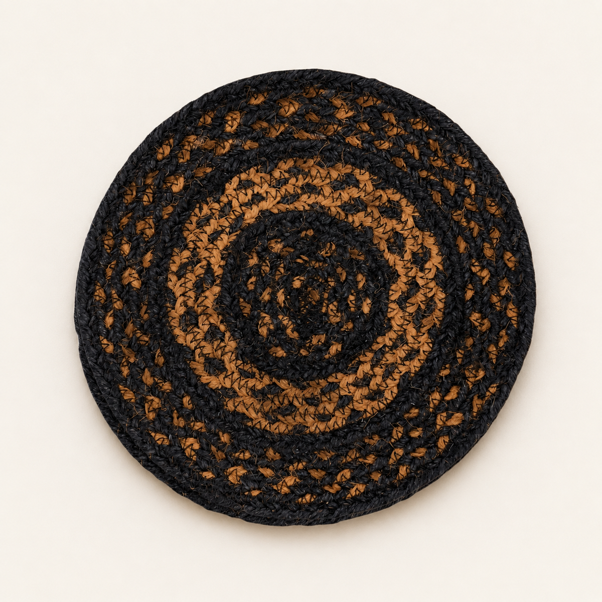 Black & Tan Braided Jute Trivet