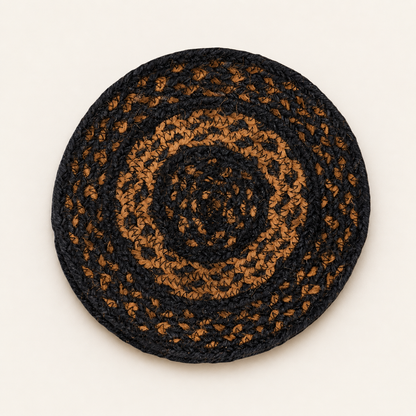 Black & Tan Braided Jute Trivet