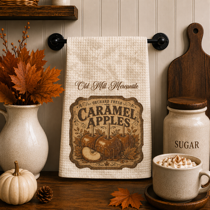 Caramel Apples Waffle Weave Kitchen Hand Towel