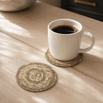 Cobblestone Braided Jute Coasters, Set of 2