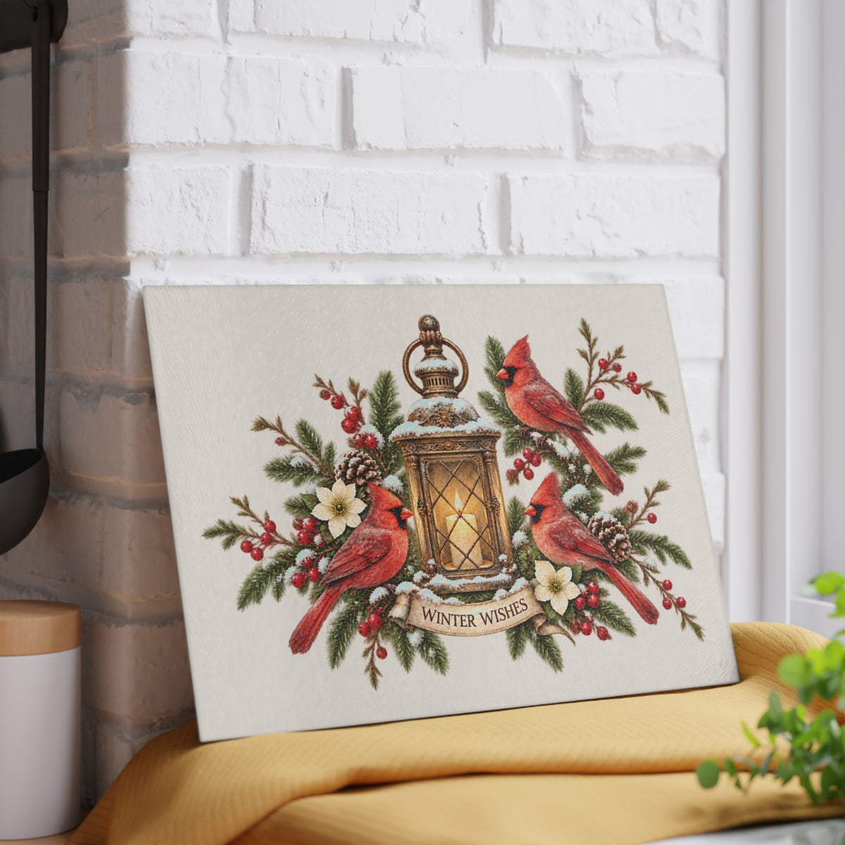 Winter Wishes Glass Cutting Board