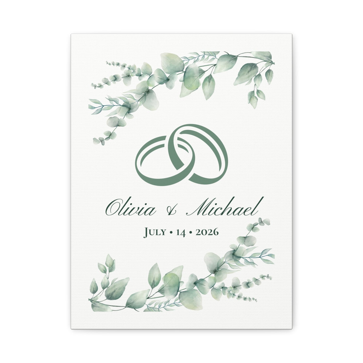 Personalized Interlocking Rings Canvas Wall Art