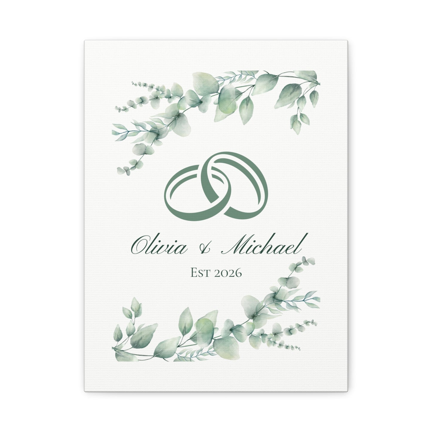 Personalized Interlocking Rings Canvas Wall Art