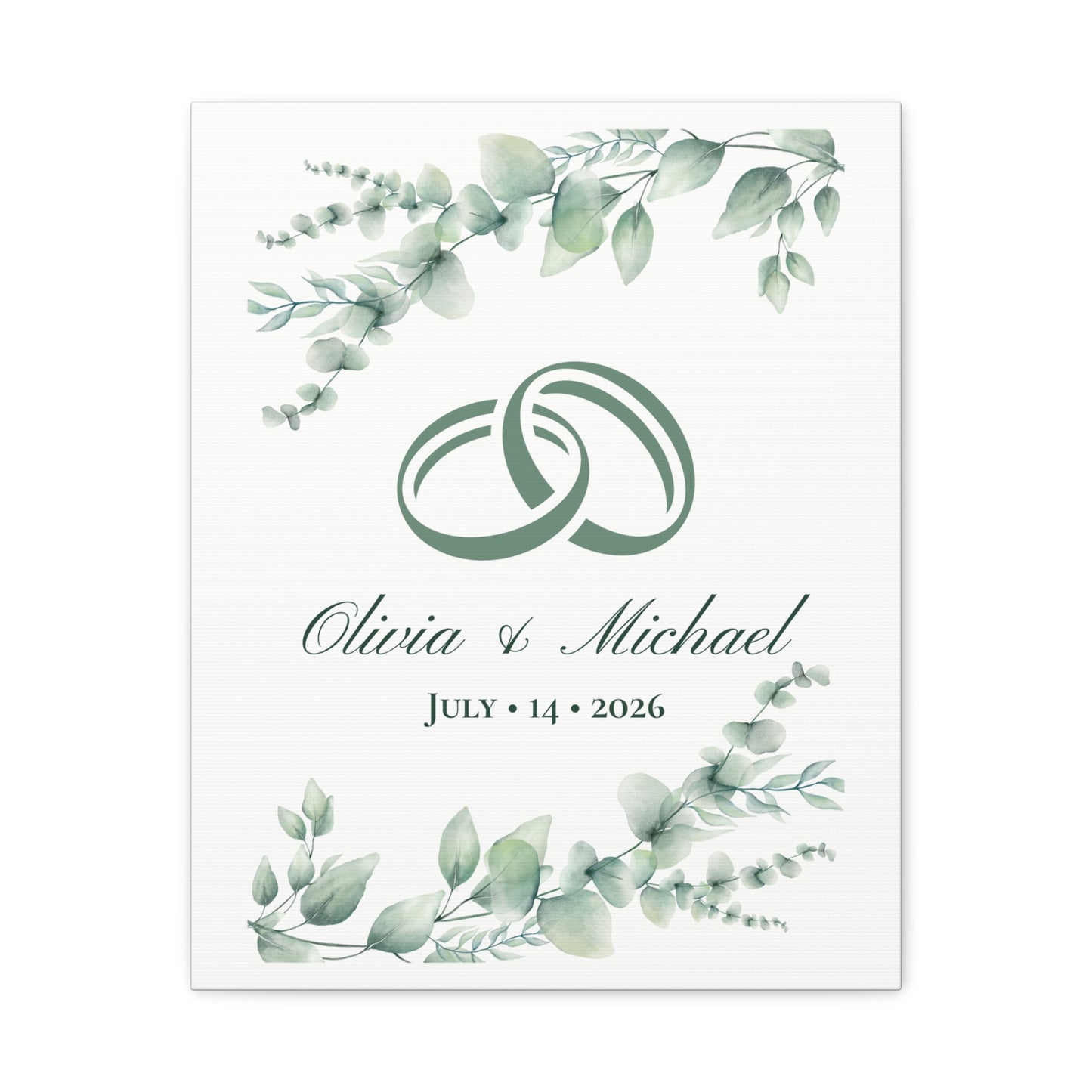 Personalized Interlocking Rings Canvas Wall Art