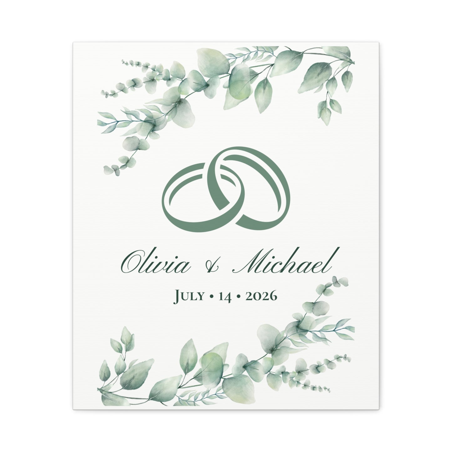 Personalized Interlocking Rings Canvas Wall Art